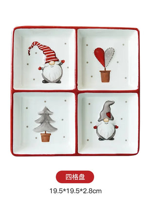Set di posate in ceramica di babbo natale creativo nordico piatto per la cena in ceramica piatto per snack tazza per teiera per la casa barattolo sigillato regalo di natale - riparo82