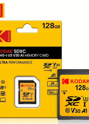 Scheda di memoria SD professionale Kodak Scheda SDHC da 32 GB 128 GB 64 GB SDXC Scheda SD Fotocamera Class10 UHS-I 100 MB/S Capacità effettiva
