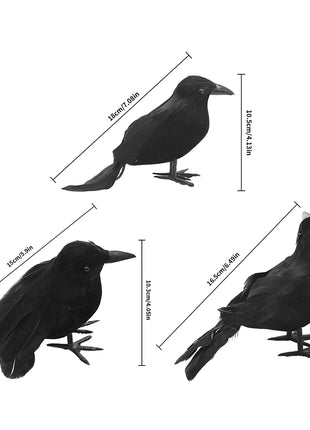 6PCS Black Feather Crow Halloween Props Mock Crow Spooky Feather Decoration Props Halloween Party Scary Animal Horror Props - Riparo82