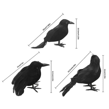 6PCS Black Feather Crow Halloween Props Mock Crow Spooky Feather Decoration Props Halloween Party Scary Animal Horror Props