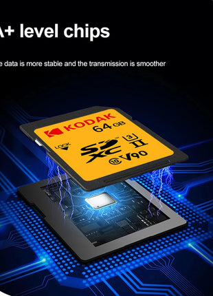 Scheda SD Kodak V90/V60/V30 Scheda di memoria per fotocamera professionale Velocità di lettura fino a 280 MB/s 128 GB 256 GB 512 GB SDXC UHS II Supporto 4K 8K