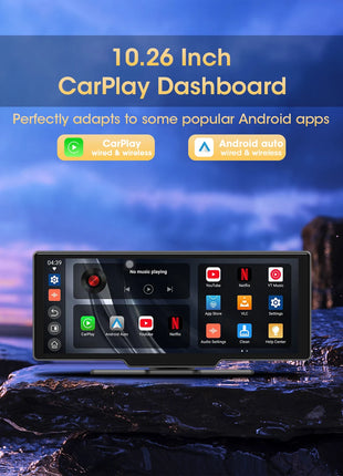 10.26" Wireless Carplay Android Auto Screen Car Radio Multimedia Video Player Rearview Camera Automotive Accessories 5G WIFI FM - Riparo82