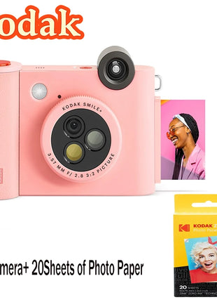 Stampante fotografica portatile Kodak Smile + Instnt Fotocamera Foto e macchina da stampa integrata aggiunge regalo per festival di carta fotografica Kodak Zink