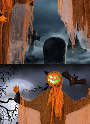 2024 Halloween Hanging Pumpkin Hanging Head Green Light Scary Voice Ghost House Pumpkin Head Prop Halloween Courtyard Decoration - Riparo82