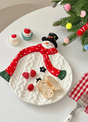 Piatto pupazzo di neve di Natale, piatto da dessert in ceramica, regalo di Natale, piatto creativo e carino - riparo82