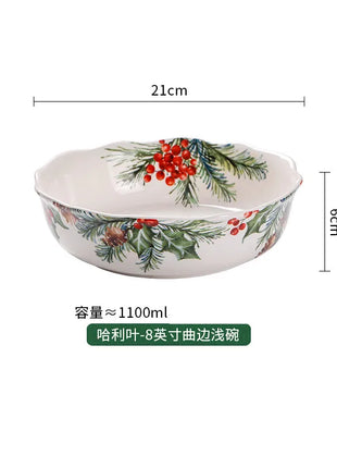 1PC Piatti in ceramica da cucina creativi Squisita stoviglie natalizie Piatti da bistecca per insalata di pasta Piatti in ceramica di alta qualità - riparo82