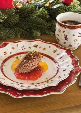 Tesoro tedesco Porcellana dura Giocattolo natalizio Joy Piatto piano multi-angolo Tazza di Natale Piattino Ciotola Candeliere - riparo82