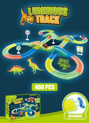 Luminoso Dinosaur Track AssemblyLittle Car Emit Light Mountain Road RailKids Puzzle giocattolo giocoso ragazzi regalo di compleanno di natale - riparo82