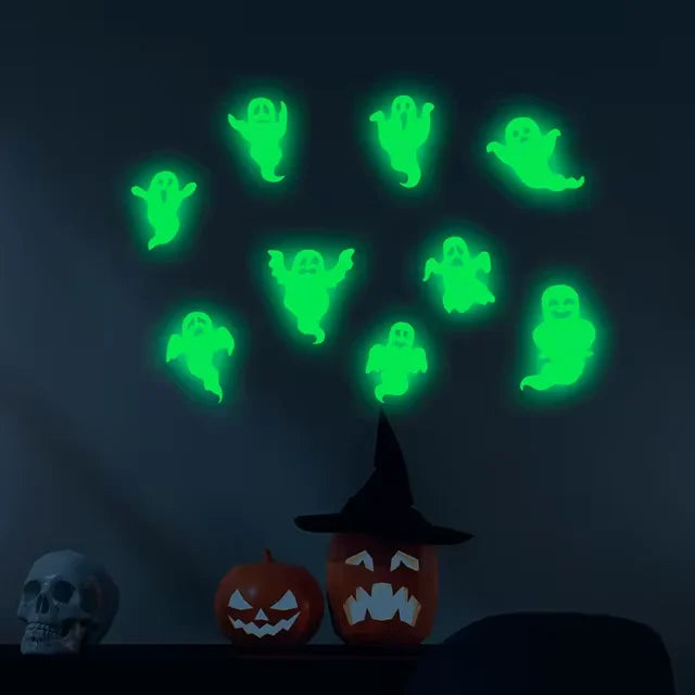 Halloween Night Light Wall Stickers Peeping Night Light Eyes Stickers Ghost Decoration Stickers Fluorescent Horror Wall Stickers