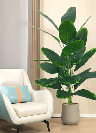 120cm 24Leaves Large Tropical Banana Tree Fake Palm Plants Real Touch Strelizia Plastic Banyan Plant For Home Shop Office Decor