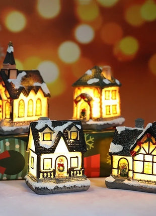 Natale Nuove decorazioni natalizie Piccola casa in resina Micro paesaggio Casa in resina Piccoli ornamenti Regali di Natale
