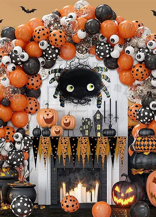 Halloween Bat Balloon Garland Arch Kit Black Orange Ballon 3D Bat Spider Sticker Eye Pumpkin Halloween Party Decoration Supplies - Riparo82