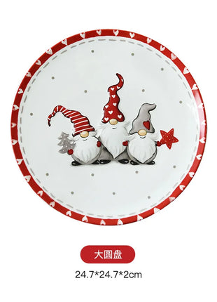 Set di posate in ceramica di babbo natale creativo nordico piatto per la cena in ceramica piatto per snack tazza per teiera per la casa barattolo sigillato regalo di natale - riparo82
