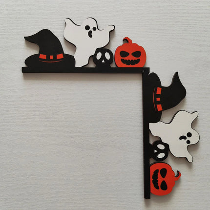 Halloween wooden door frame decoration, door corner bat ghost decoration