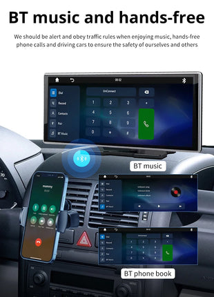 11.26 inch IPS Touch Screen Multimedia Video Player Portable 4K DVR Wireless CarPlay/Android Auto Dual Lens Driving Recorder - Riparo82