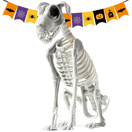 Halloween  Dog Skeleton Statue Skeleton Dog Puppy Skeleton Sculpture Scary SittingSpooky Skeleton Animals Decor for Home