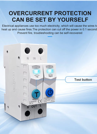 TOMZN TUYA 1-63A 1P 2P WIFI Smart Switch Energy Meter Circuit Breaker voltage current leakage temperature protection cut off L+N - Riparo82
