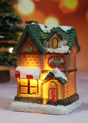 Natale Nuove decorazioni natalizie Piccola casa in resina Micro paesaggio Casa in resina Piccoli ornamenti Regali di Natale