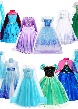 Abito Elsa per ragazze Costume Elsa Regina delle nevi Anna Abito Cosplay Festa di compleanno Bambini Carnevale Ragazza Costume di Halloween