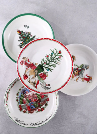 Stoviglie per famiglie con ambiente ad alta temperatura, cartone animato in ceramica atmosferica, piatto da frutta natalizio transfrontaliero da 8 pollici - riparo82