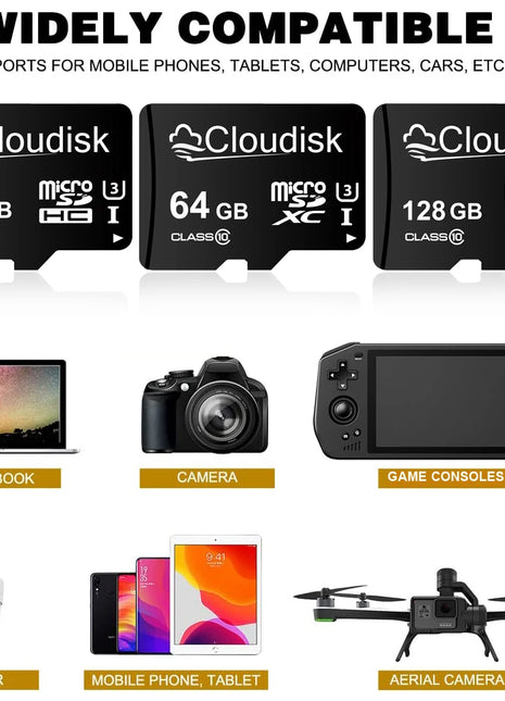 Scheda di memoria Micro SD Cloudisk U3 128GB 64GB 32GB 256GB V30 C10 16GB 8GB 4GB 2GB 1GB A1 schede Microsd per tablet telefono