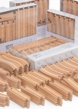 Set di binari ferroviari in legno Pacchetto di espansione Blocchi di costruzione fai-da-te Accessori Tracce adatte per binari in legno Biro Giocattoli educativi per bambini - riparo82