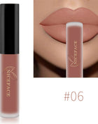 NICEFACE Nude Liquid Lipstick Ultra Matte Velvet Long Lasting Women Beauty Red Nonstick Cup Waterproof Lip Gloss Lips Cosmetics - Riparo82
