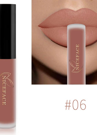 NICEFACE Nude Liquid Lipstick Ultra Matte Velvet Long Lasting Women Beauty Red Nonstick Cup Waterproof Lip Gloss Lips Cosmetics - Riparo82