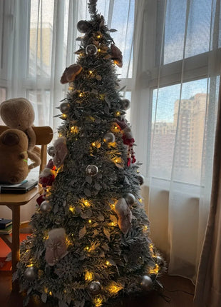 1.5/1.8/2.1M Pieghevole Albero Di Natale Atmosfera Domestica Decorazioni Di Natale Con PVC Floccato Centro Commerciale Ornamento Regali di Capodanno