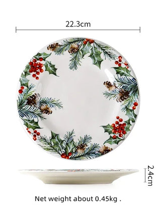 Set di piatti da pranzo in ceramica natalizia per uso domestico sottosmalto piatto rotondo Dim Sum sushi decorativo - riparo82