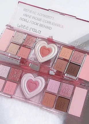 12 Colors Love Highlighting Eyeshadow Blush Palette Multi-purpose Cosmetic Eyes Pigment Powder Makeup Plate Eye Shadow - Riparo82