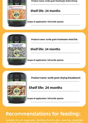 FKSC Turtle Food Mix - Freeze-Dried Shrimp/Mealworm/Fish & Chicken - Protein Rich Treat for Red-Ear Sliders & Aquatic Turtles - Riparo82