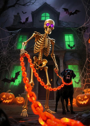 2/3M Halloween Plastic Chain Lights Props Chains with 8 Lighting Modes String Lights for Skeleton Dog Spooky Outdoor Decorations - Riparo82