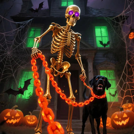 2/3M Halloween Plastic Chain Lights Props Chains with 8 Lighting Modes String Lights for Skeleton Dog Spooky Outdoor Decorations