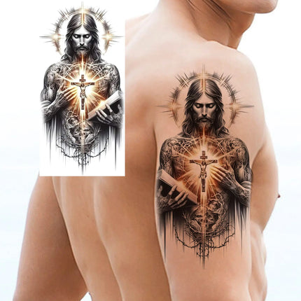 1 Sheet Full Arm Evil Witch Vampire Temporary Tattoos Sleeve Halloween Scary Skull Tatoo Waterproof Horrible Fake Tattoo Sticker