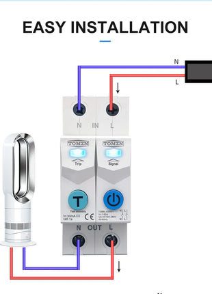 TOMZN TUYA 1-63A 1P 2P WIFI Smart Switch Energy Meter Circuit Breaker voltage current leakage temperature protection cut off L+N - Riparo82
