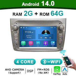 Android 14 Auto Car Radio Stereo Wireless Carplay autoradio For Alfa Romeo 147 Bluetooth 2 din Multimedia player Screen 4G LTE - Riparo82