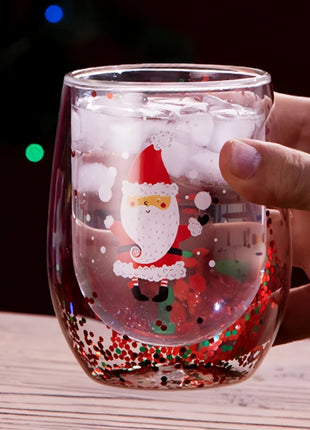 Set di tazze di vetro isolate a doppia parete da 4 pezzi di Babbo Natale - 300 ml resistenti al calore con manico tazze da caffè regalo di Natale perfetto - riparo82