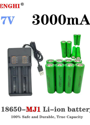 Capacità effettiva al 100% INR 18650 MJ1 3,7 V 3000 mAh, batteria al litio multifunzione ricaricabile flat top 18650 + caricatore USB - riparo82
