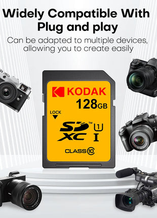 Schede di memoria per scheda SD KODAK U1 V30 per fotocamera Scheda di memoria SD HD Class10 da 64 GB 128 GB originale al 100% SDXC
