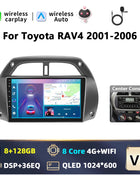 Hikity Wireless CarPlay Android Auto Car Radio For Toyota RAV4 2001-2006 BT Multimedia Player GPS WiFi Head Unit 2din autoradio - Riparo82
