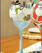 Bicchiere da vino con stampa natalizia Decorazioni natalizie Calice da vino rosso Disegno creativo a mano dipinto Home Party Festival Tazze Bar Set da vino - riparo82