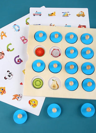 Gioco di scacchi di memoria Montessori 3D puzzle di legno bordo logica giocattolo interazione apprendimento precoce giocattoli educativi per bambini bambini mini - riparo82