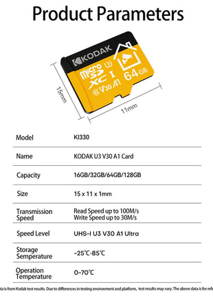 Nuova scheda Micro SD Kodak 32 GB 64 GB 128 GB 256 GB Scheda di memoria per telecamera di sicurezza, DVR, smartphone Scheda TF Scheda Microsd