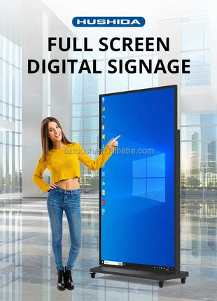 Hushida 75 85 Inch 2K 4K Full HD Wifi Media Lcd Advertising M onitor Touch Screen 43 49 55 Inch Floor Standing Digital Signage - Riparo82