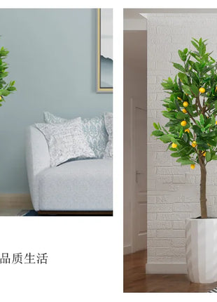 Simulation Green Plant Simulation Lemon Tree Pot Large Green Plant Bonsai Shopping Mall Restaurant Decoration on The Ground