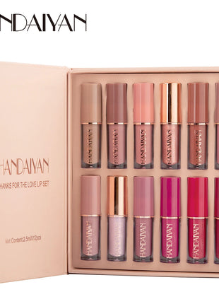 HANDAIYAN 12-Color Velvet Matte Lip Gloss Set - Liquid Lipstick Gift Box Set, Non-Sticky Lip Gloss - Riparo82