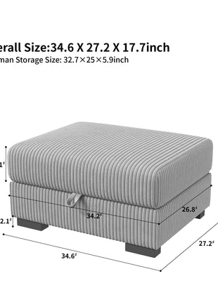 Divano modulare Anajqaqia, Divani da soggiorno, Divano in velluto con braccioli larghi, Poggiapiedi, Vari combinazioni, Velluto, Grigio