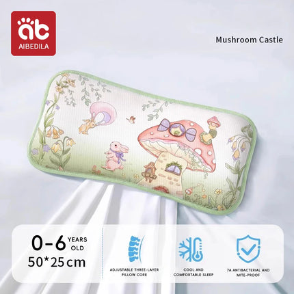 Children Sleeping Pillow For 0-6Y Kids Cartoon Panda Pillows Summer Breathable Cool Ice Silk Pillows Baby Bedding