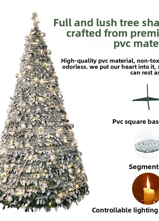 1.5/1.8/2.1M Pieghevole Albero Di Natale Atmosfera Domestica Decorazioni Di Natale Con PVC Floccato Centro Commerciale Ornamento Regali di Capodanno